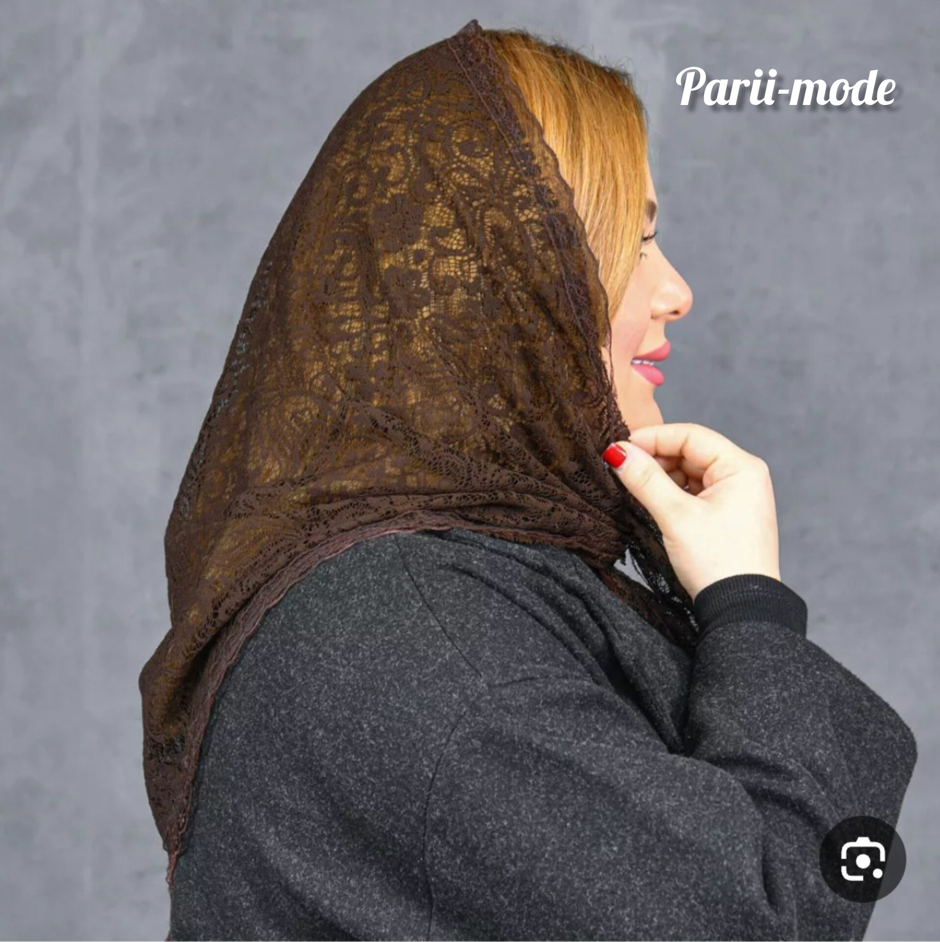مینی اسکارف ۳گوش دانتل قهوه ای